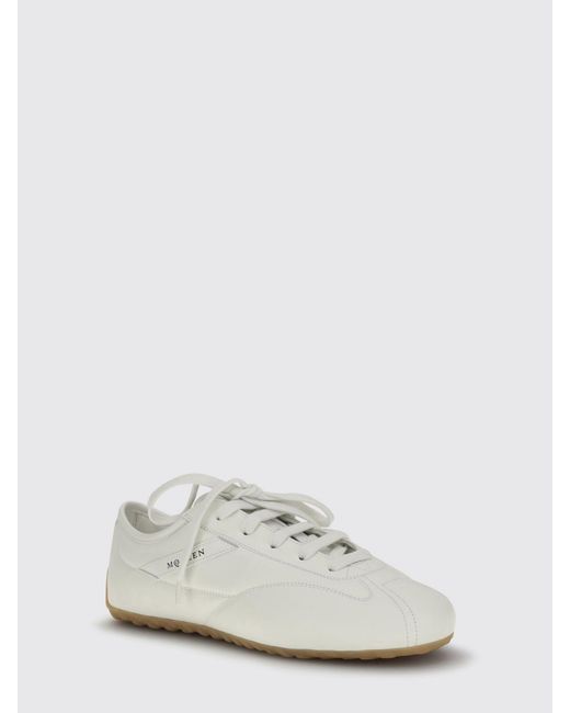 McQueen White Boxe Leather Sneakers for men