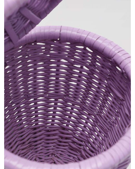 Patou Purple Wicker Bucket Bag