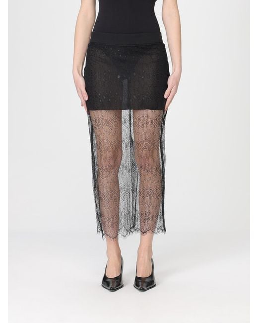 Frankie Shop Black Lace Midi Skirt