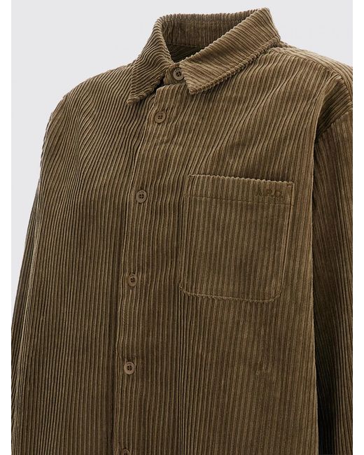 A.P.C. Green Short Corduroy Shirt Jacket With Patch Pockets for men