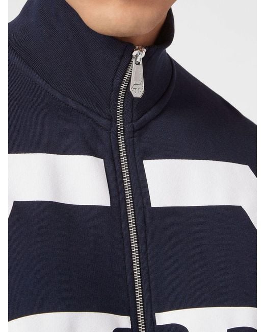 Philipp Plein Blue Cotton Zip-Up Sweatshirt With High Neck And Monogram Hexagon Logo for men