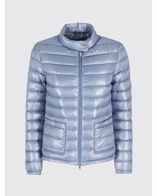 Herno Blue Short Ultralight Nylon Down Jacket With Biker Collar And Zip