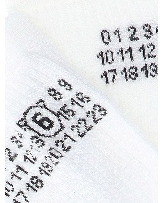 MM6 by Maison Margiela White Cotton Blend Socks With Numbers Logo