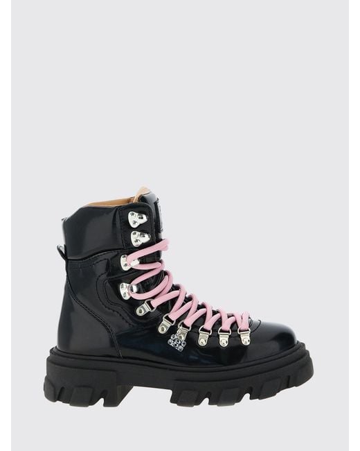 Ganni Black Cleated Mountain Faux Leather Ankle Boots