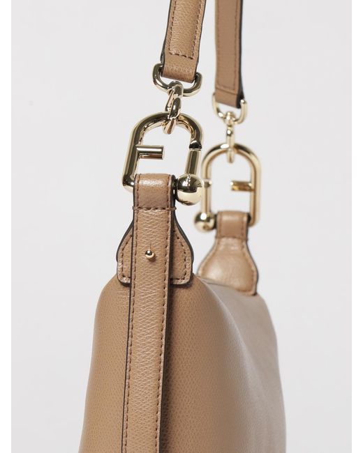 Furla Natural Tonie Grained Leather Shoulder Bag By With Removable Strap