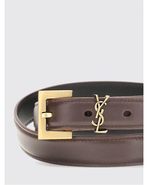 Saint Laurent White Cassandre Leather Belt