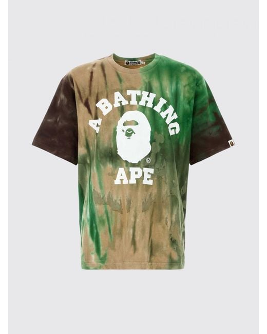 A Bathing Ape Green Printed Cotton T-Shirt for men