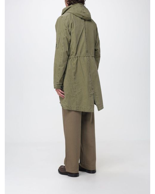Paul Smith Green Knee-Length Hooded Cotton Parka With Drawstring Waist for men