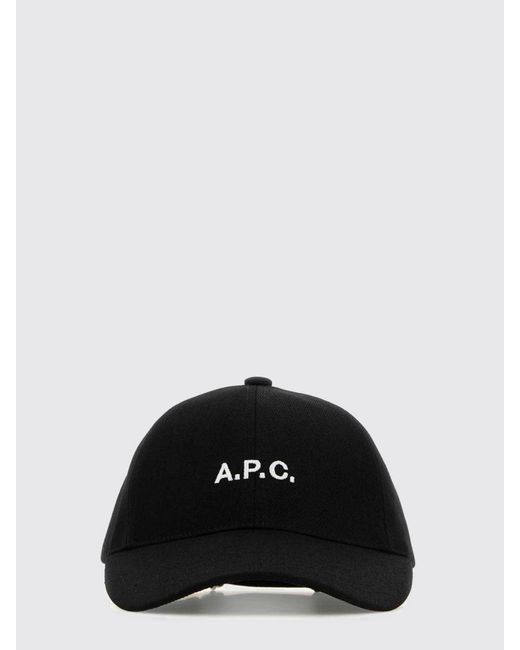 A.P.C. Charlie Baseballkappe Aus Baumwolle Mit Gesticktem Logo in Black für Herren