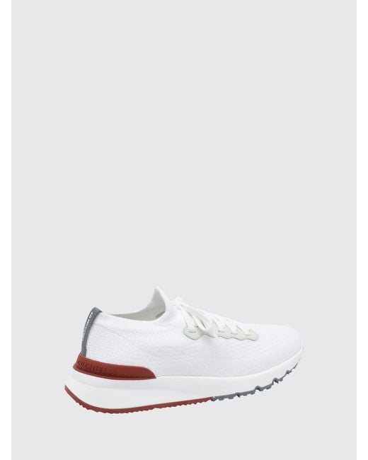 Brunello Cucinelli White Knit Low-Top Sneakers for men