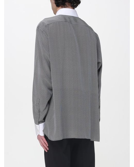 Tom Ford Gray Silk Shirt With Zig-Zag Pattern for men