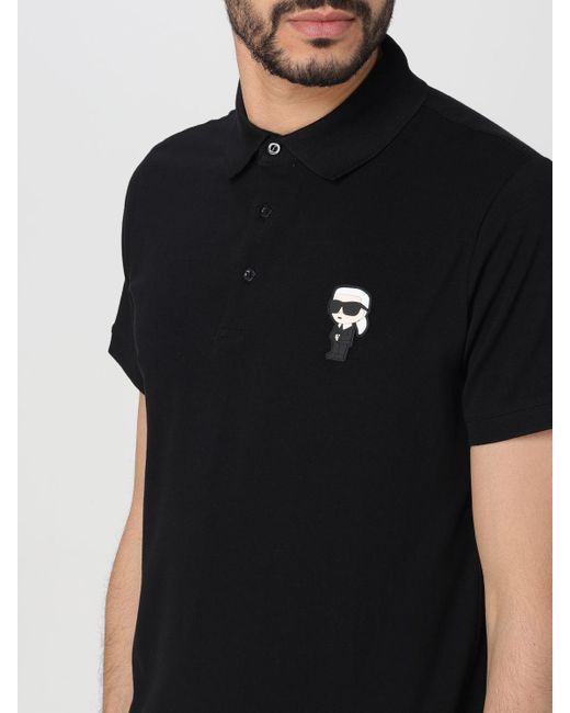Karl Lagerfeld Black Ikonik Karl-patch Cotton Polo Shirt for men