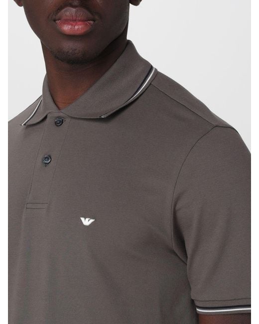 Emporio Armani Gray Cotton Polo Shirt With Logo for men