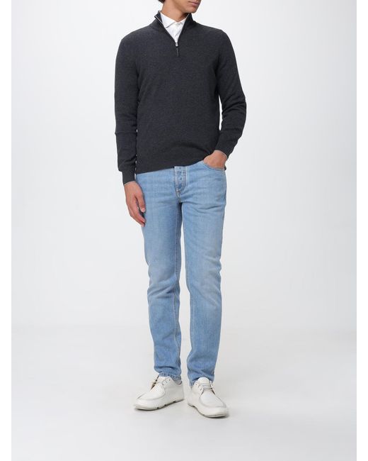 Brunello Cucinelli Blue Mid-Rise Straight Fit Jeans for men
