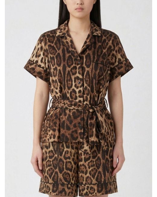 Dolce & Gabbana Brown Dolce &Amp Gabbana Animalier Silk Shirt