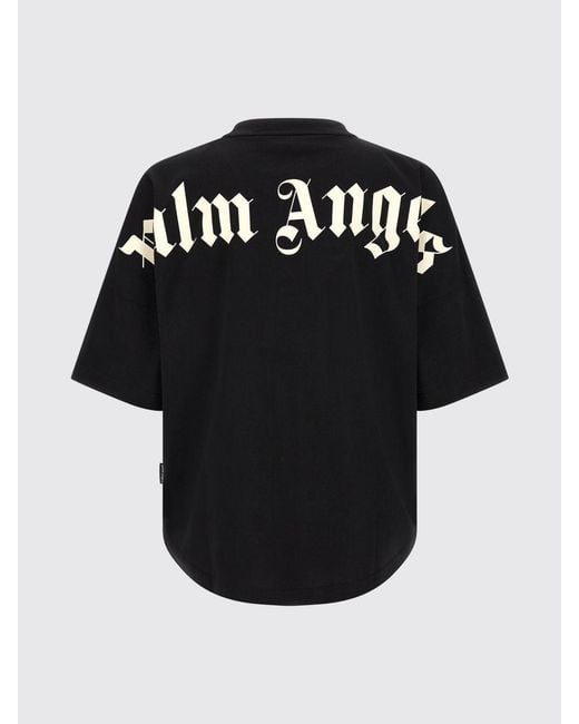 Palm Angels Black Relaxed Fit Cotton T-Shirt With Contrasting Logo for men