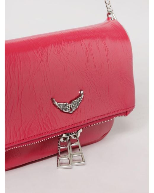 Zadig & Voltaire Pink Zadig &Amp Voltaire Rock Nano Vintage Effect Leather Pouch By