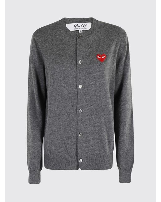 COMME DES GARÇONS PLAY Gray Comme Des Gar&Ccedil	Ons Play Wool Cardigan With Logo