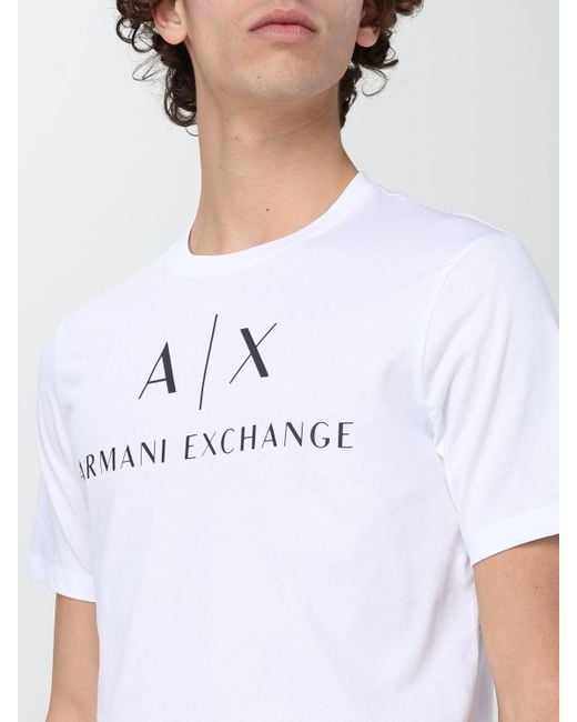 T-shirt con logo di Armani Exchange in White da Uomo