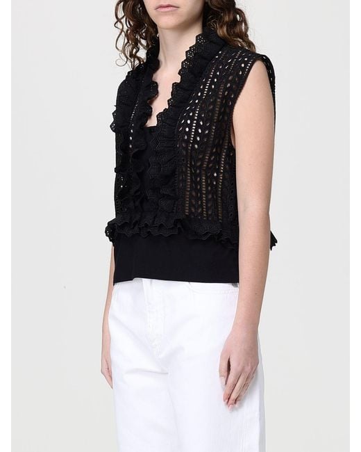 Alberta Ferretti Black Cotton And Linen Blend Top