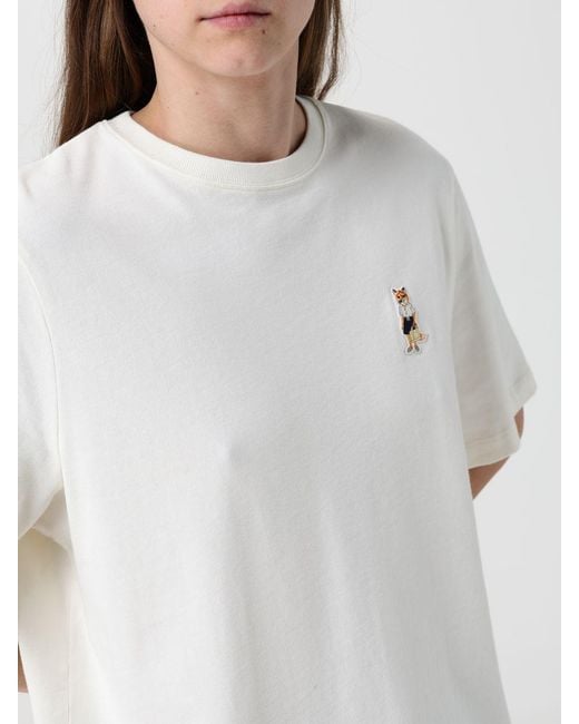 Maison Kitsuné White Maison Kitsun&Eacute Cotton Logo T-Shirts