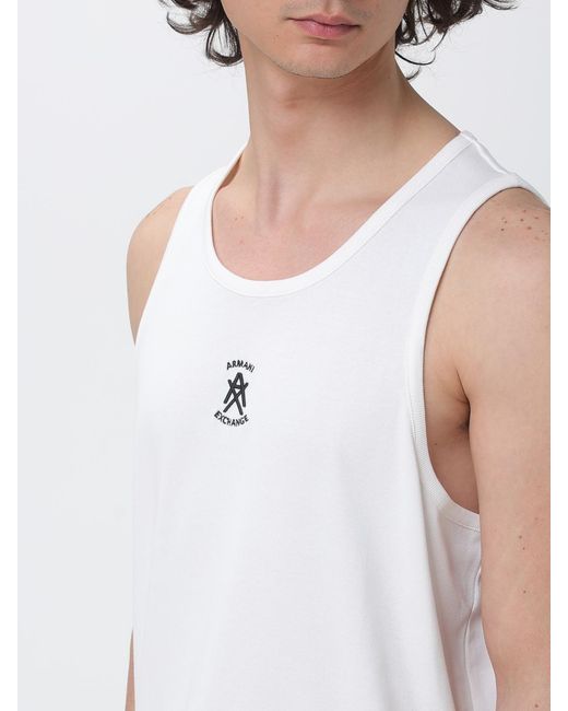 ARMANI EXCHANGE White Jersey Tank Top With Embroidered Logo for men