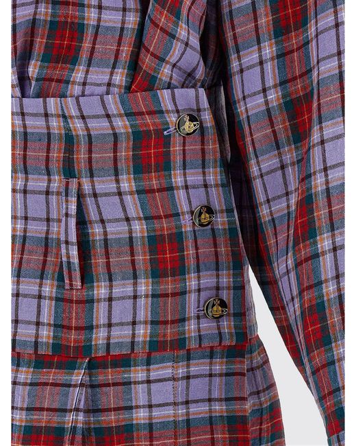 Vivienne Westwood Purple Linen Check Pattern Mini Dress