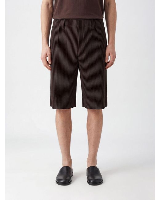 Homme Plissé Issey Miyake Black Homme Plissé Issey Miyake Knee-Length Pleated Crêpe Chino Shorts for men