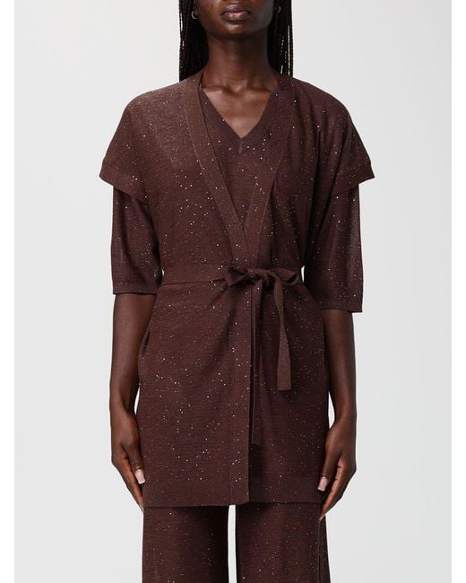 Kangra Brown Viscose Blend Cardigan With Sequins