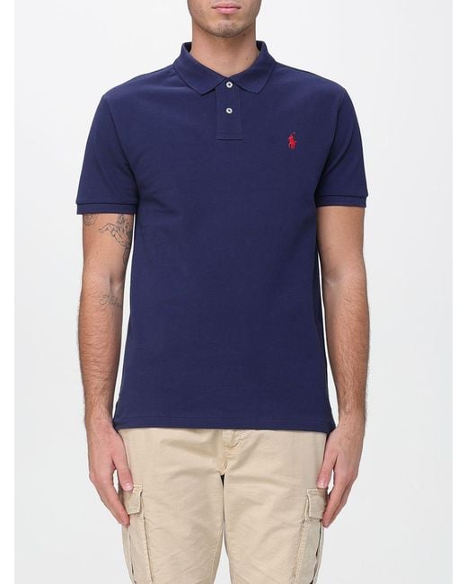 Polo Ralph Lauren Blue Cotton Polo Shirt With Pony Logo for men