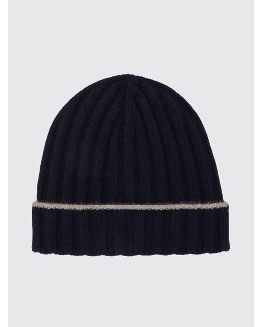 Brunello Cucinelli Blue Rib-Knit Pure Cashmere Beanie for men