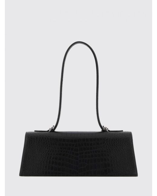 McQueen Black Jewelled Croc-Print Leather Bag