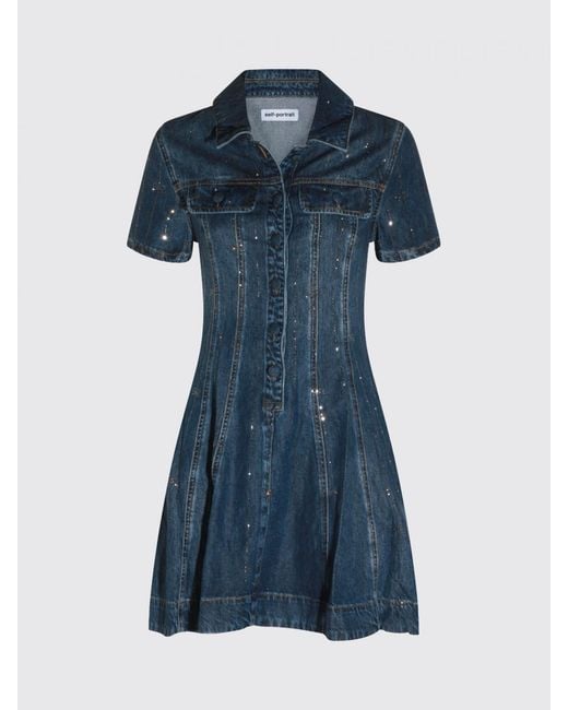 Self-Portrait Blue Chemisier Mini Dress