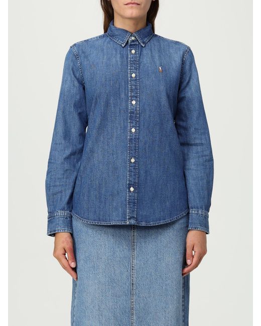 Polo Ralph Lauren Blue Classic Fit Long-Sleeved Shirt With Buttoned Closure