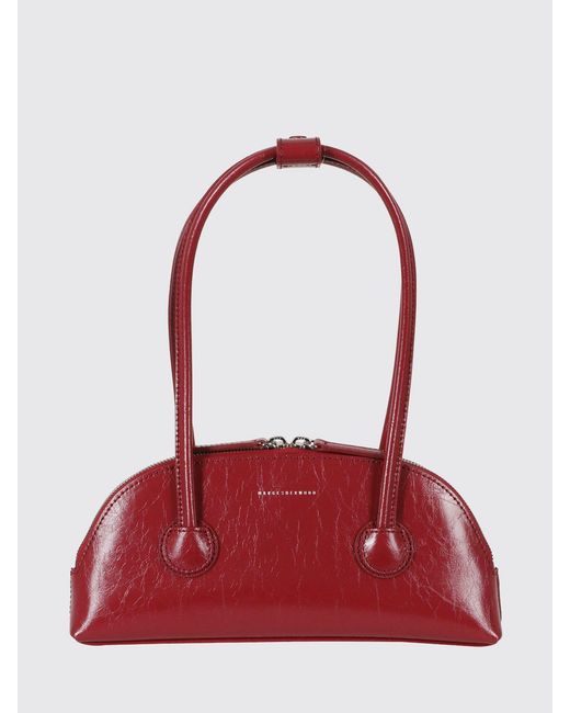 MARGE SHERWOOD Red Bessette Crinkled Leather Shoulder Bag With Double Handle
