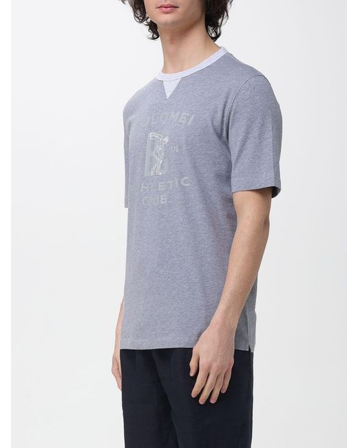 Brunello Cucinelli Gray Printed Cotton T-Shirt for men