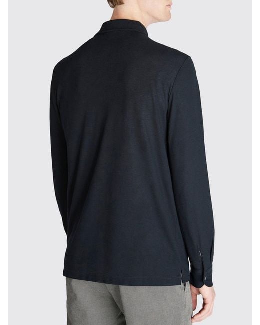 Zanone Blue Cotton Polo Shirt for men
