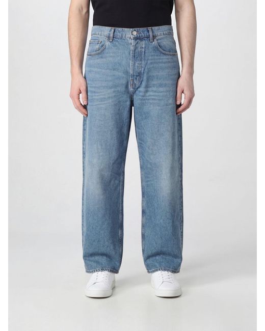 AMISH Blue Huge Straight Fit Distressed Effect Cotton Denim Jeans for men