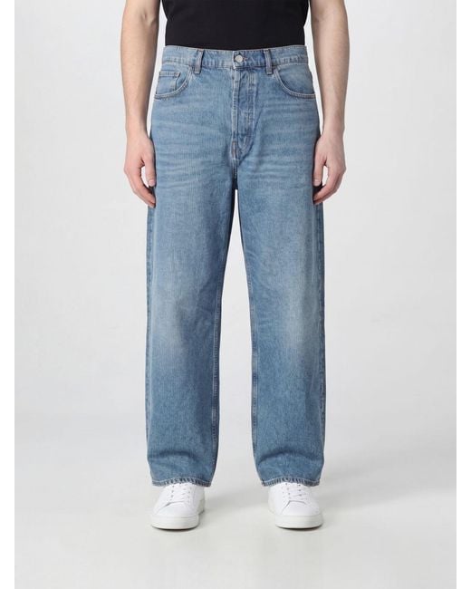 AMISH Blue Huge Straight Fit Distressed Effect Cotton Denim Jeans for men
