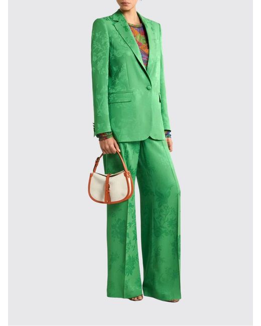 Etro Green Baroque Viscose Blend Trousers