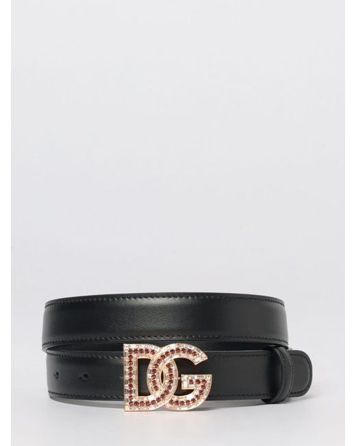 Dolce & Gabbana Gray Dolce &Amp Gabbana Dg Leather Belt With Jewel Buckle