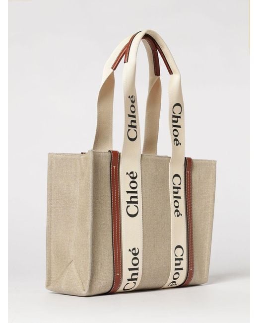 Chloé Natural ChloÉ Woody Medium Cotton Canvas Bag