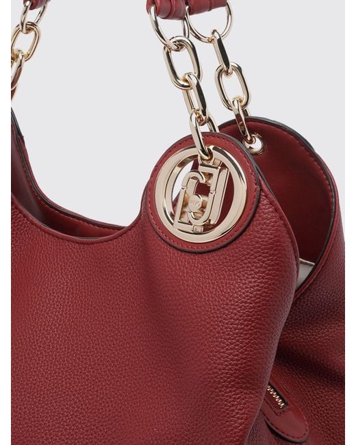 Liu Jo Red Grained Faux Leather Shoulder Bag With Double Handle
