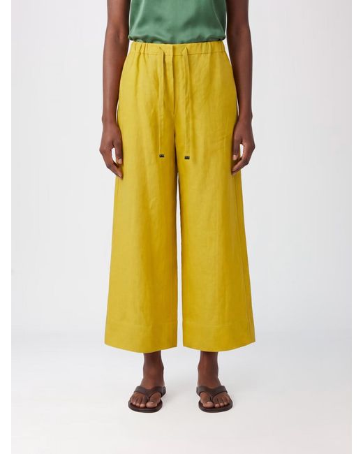Max Mara Yellow Wide Linen Trousers