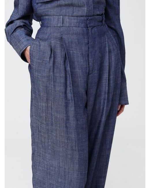 Peuterey Blue Linen Blend Palazzo Pants