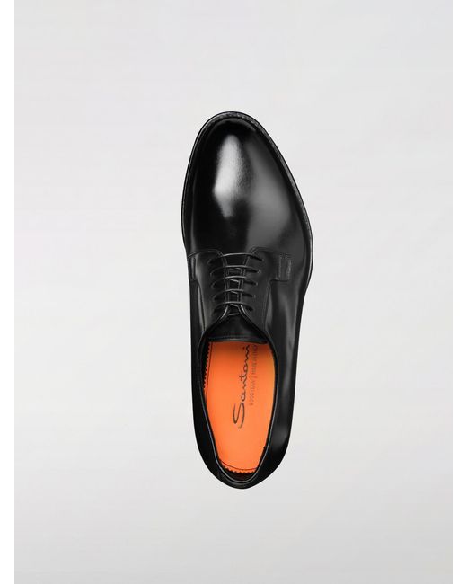 Santoni Black Brogue Shoes for men