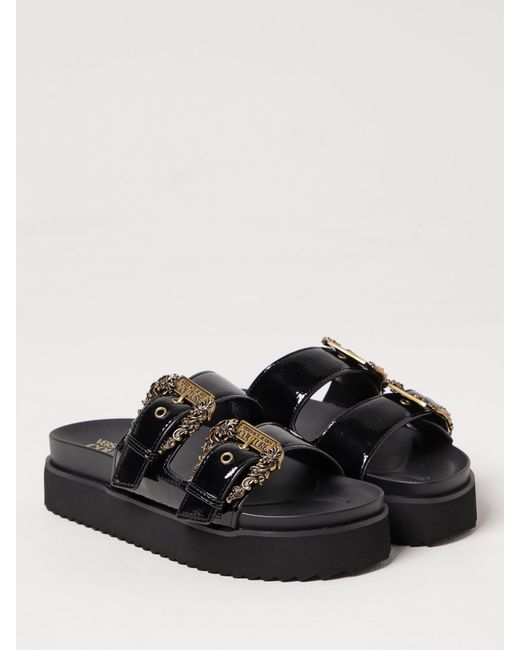 Versace Jeans Couture Black Flat Sandals
