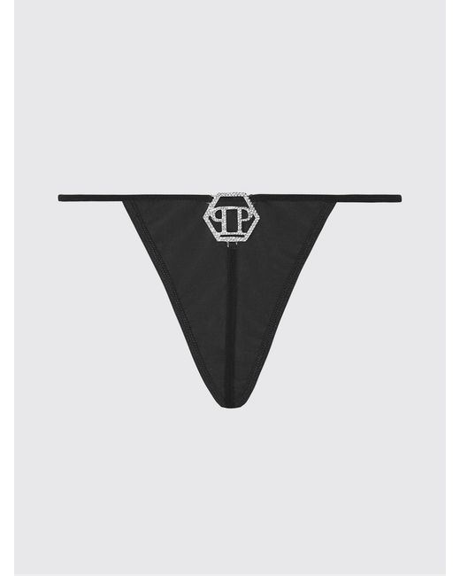 Philipp Plein Black All-Over Crystal Pp Thong