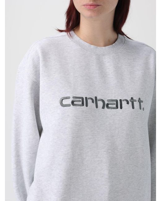 Carhartt Gray Cotton Blend Crew Neck Sweatshirt With Logo