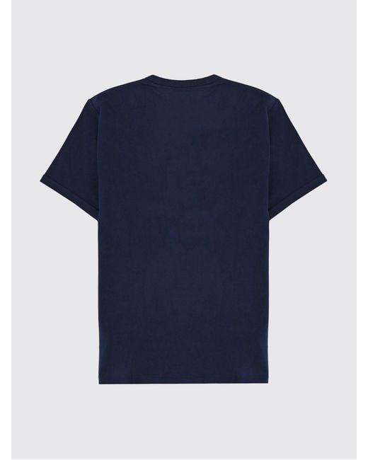 Fred Perry Blue Cotton T-Shirt With Embroidered Logo for men